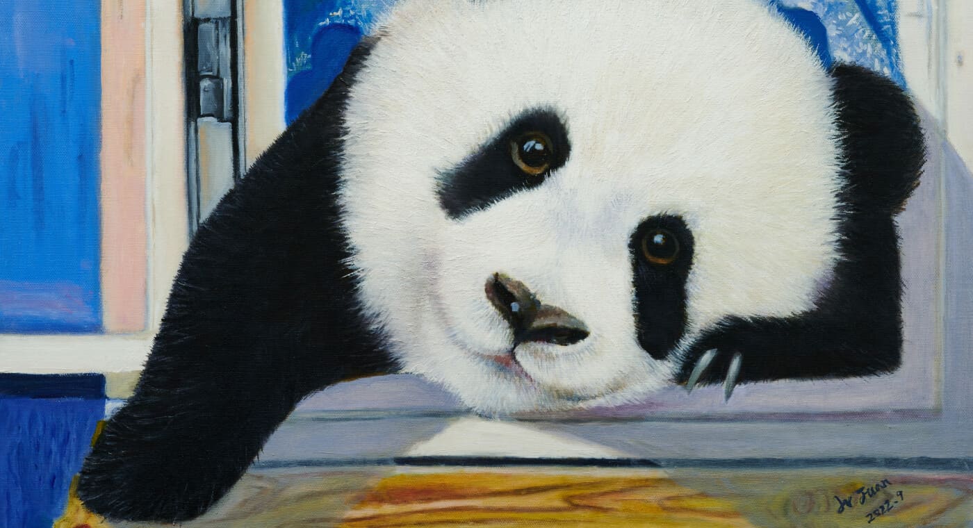 中国アーティスト吕娟のパンダ油絵展